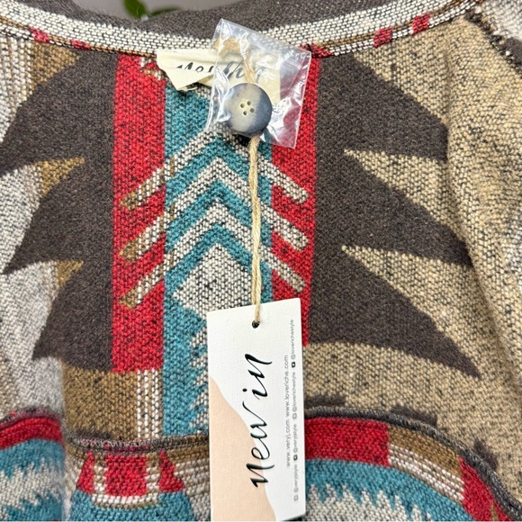 New In Women's Size L Button Up Southwestern Aztec Fleece Pullover Jacket NWT - Picture 4 of 6